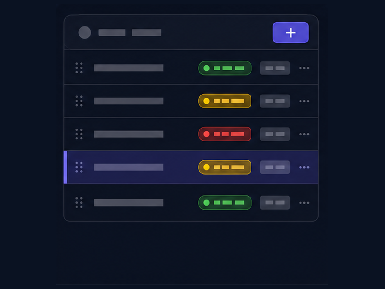 Illustration of a rule list, each row pairing a command pattern with an allow, confirm or block verdict and the servers it applies to.